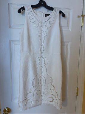 Laundry By Shelli Segal White Sleeveless Mini Dress with Cutout Embroidery